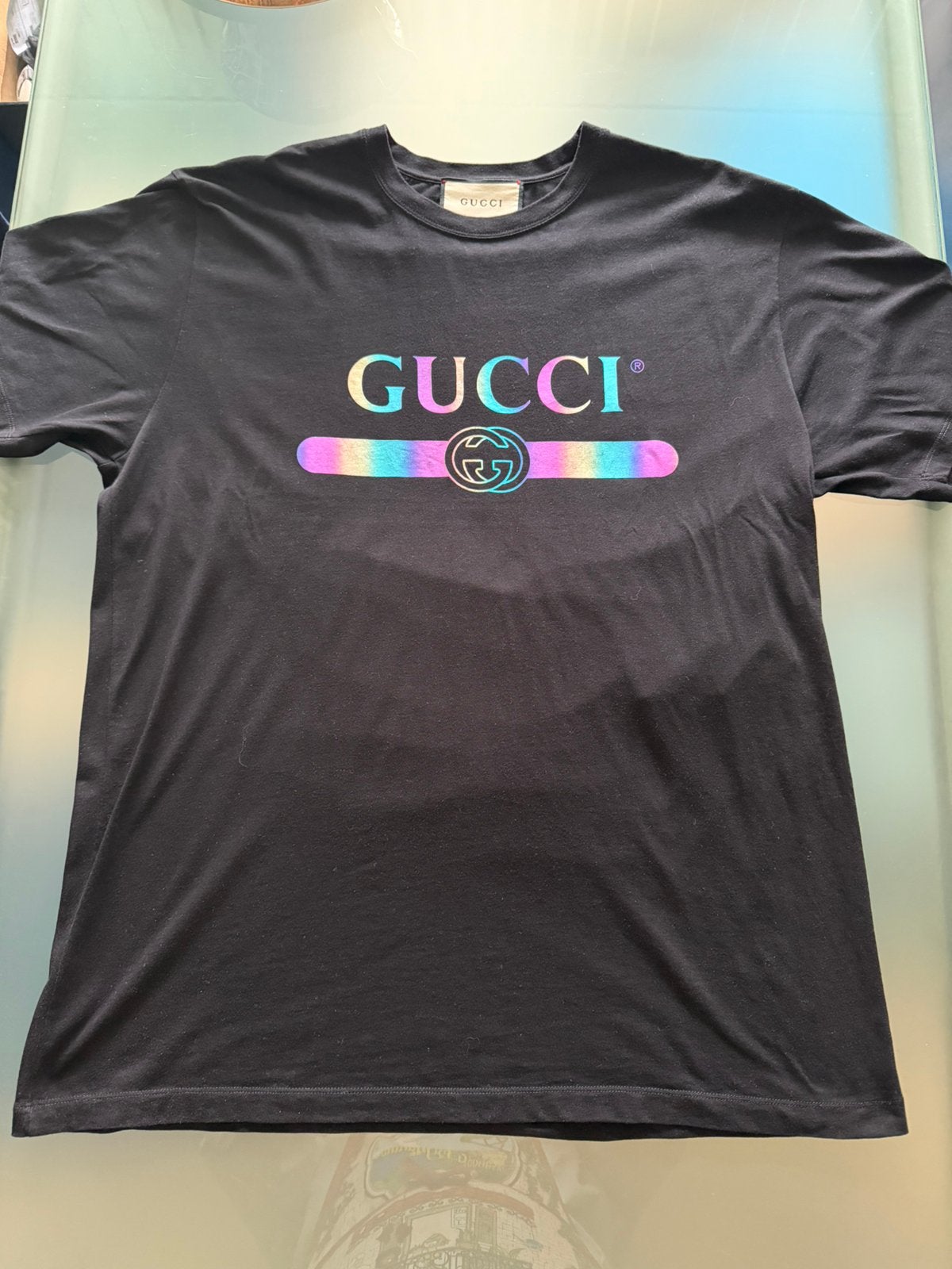 T-shirt Gucci noir, Envoi, Comme neuf, Taille 52/54 (L), Noir
