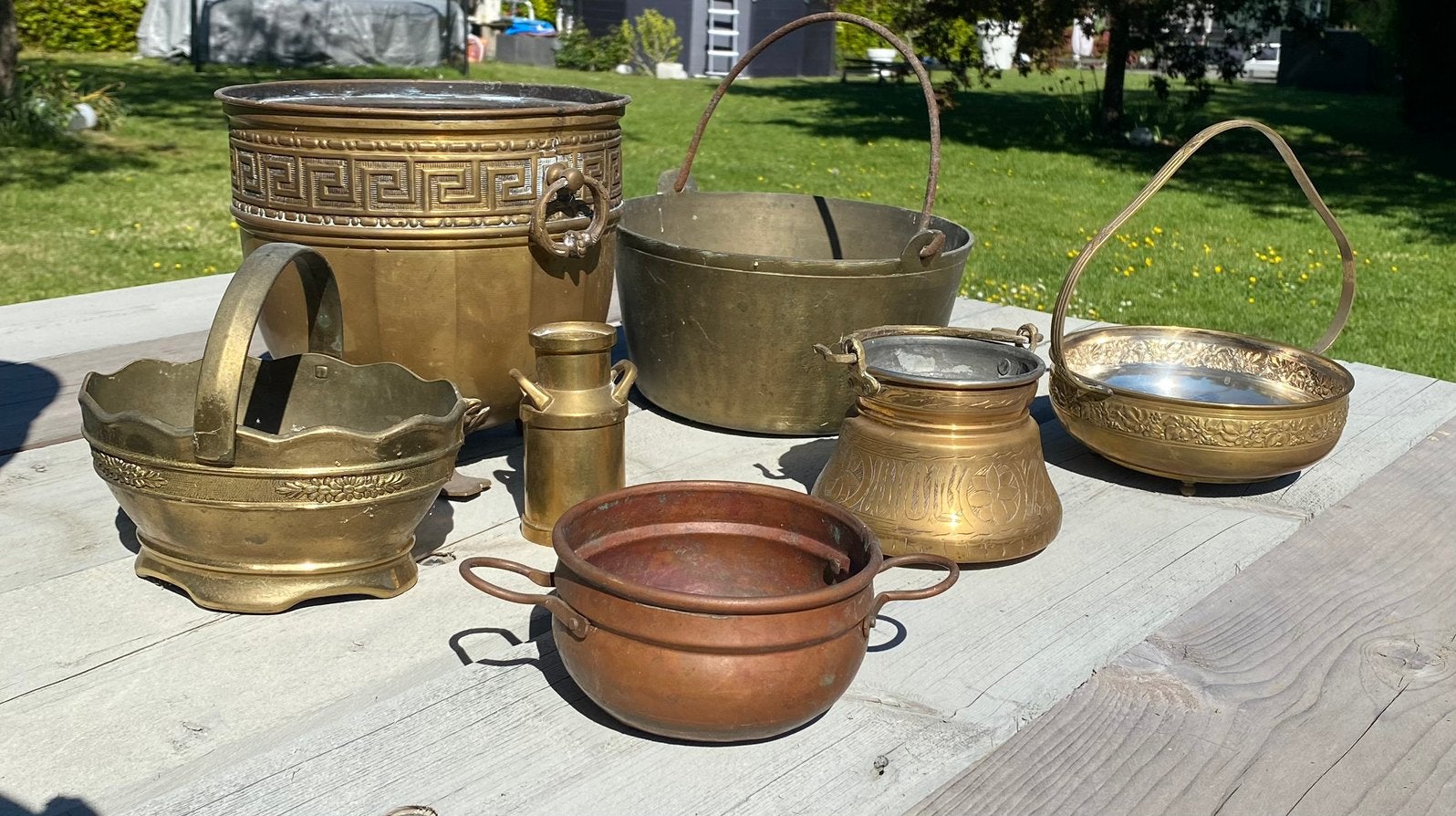 Gemengde brocante , potten, ketel, decoratieve stukken, Antiek en Kunst, Ophalen
