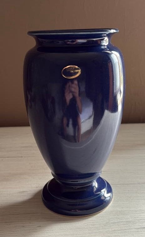 Vintage kobaltblauwe vaas – Keramiek de Gebroeders, Antiek en Kunst, Ophalen of Verzenden