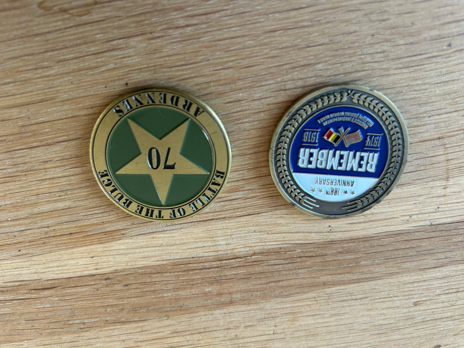 Challenge Coin : 100 ans,  Guerre mondiale, Enlèvement ou Envoi, Autres matériaux