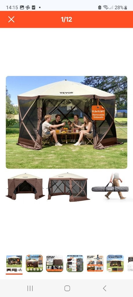 Tonnelle pop up moustiquaire vevor, Ophalen, Opvouwbaar, Overige typen, Nieuw