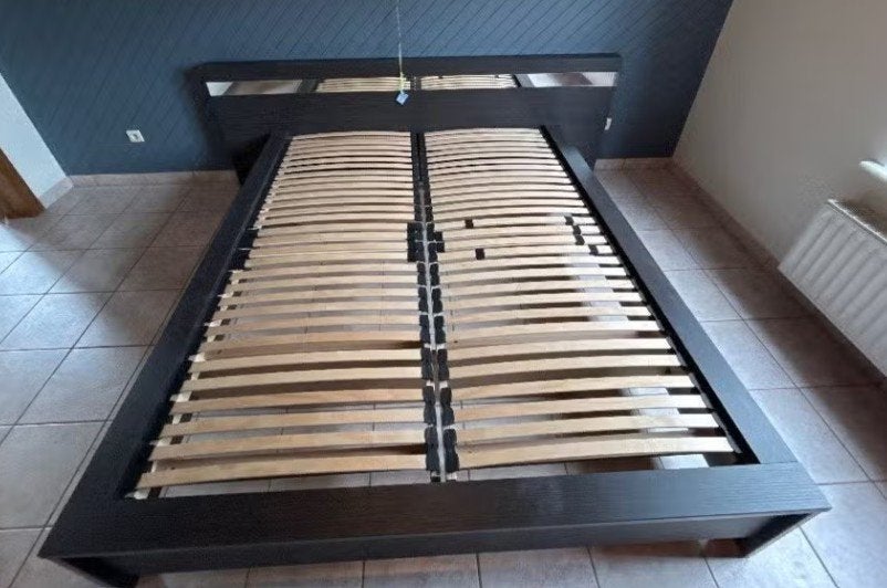 Tweepersoonsbed (frame) met twee aparte lattenbodems, Huis en Inrichting, Slaapkamer | Bedden, Ophalen, Gebruikt, Zwart, Tweepersoons