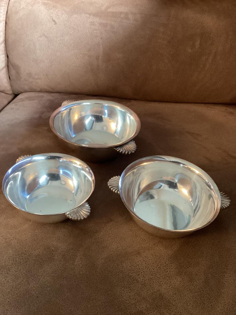 4 Verzilverde kommen + 1 sauslepel, Ophalen of Verzenden