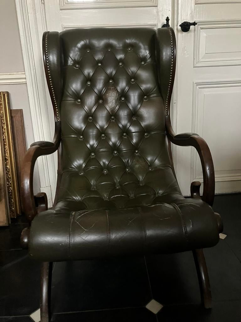 Prachtige vintage groene zetel, Ophalen, Zo goed als nieuw