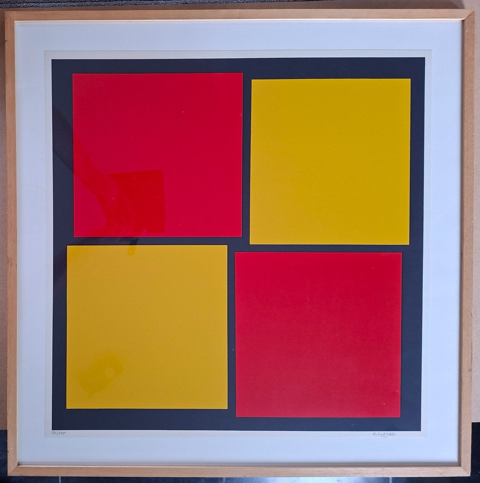 CORTIER Amedee "Rood-geel" zeefdruk, Numéroté, Enlèvement, Sérigraphie