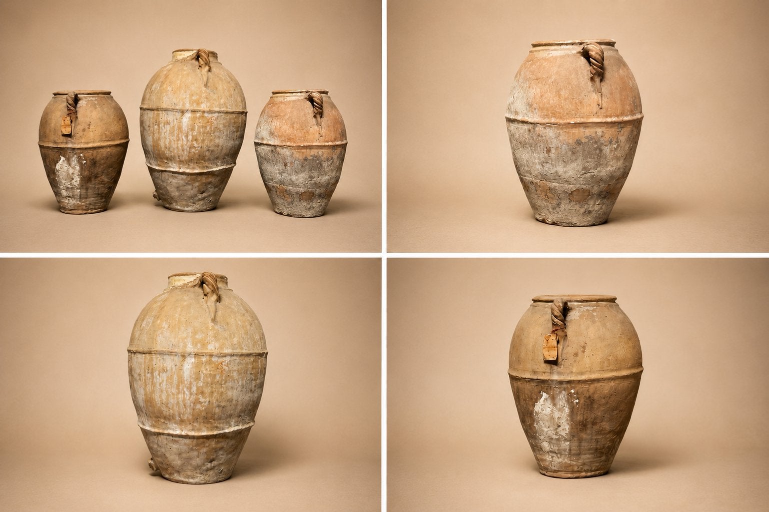 Lot de 3 grandes jarres anciennes en terre cuite, Maison & Meubles, Enlèvement, Comme neuf