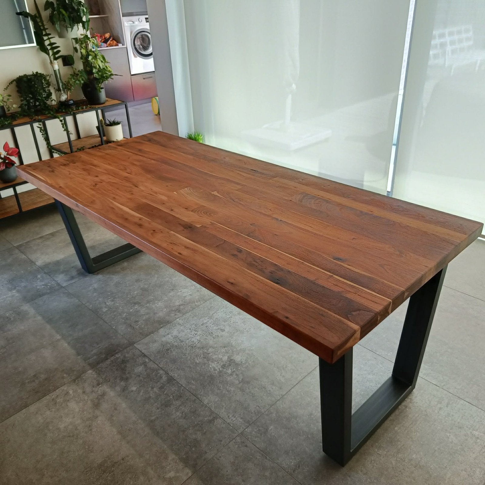 Massief houten eettafel in kikar (220x100x77.5), Ophalen