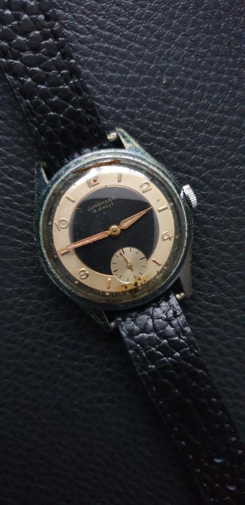 Ww2 prachtige Junghans heren horloge duitse, Handtassen en Accessoires, Horloges | Heren, Overige merken, Leer, Staal, Verzenden