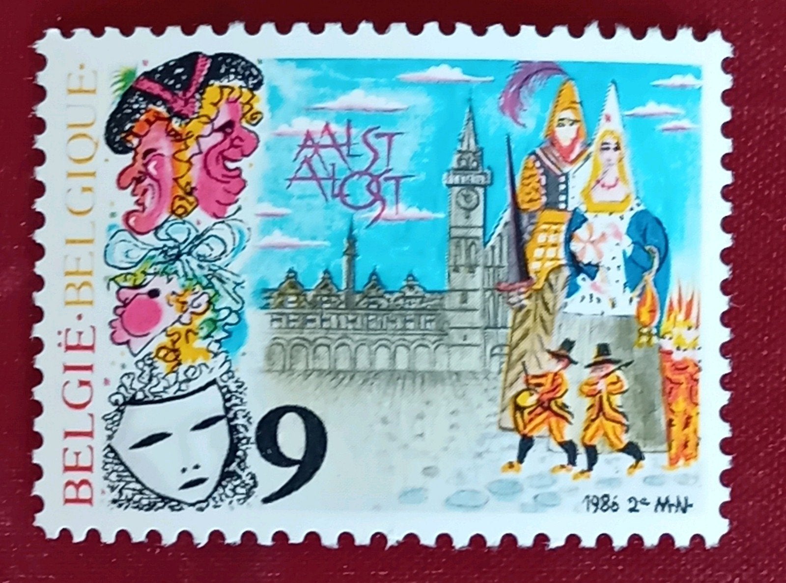 Postzegel Carnaval Aalst 2 3 1986, Postzegels en Munten, Ophalen of Verzenden