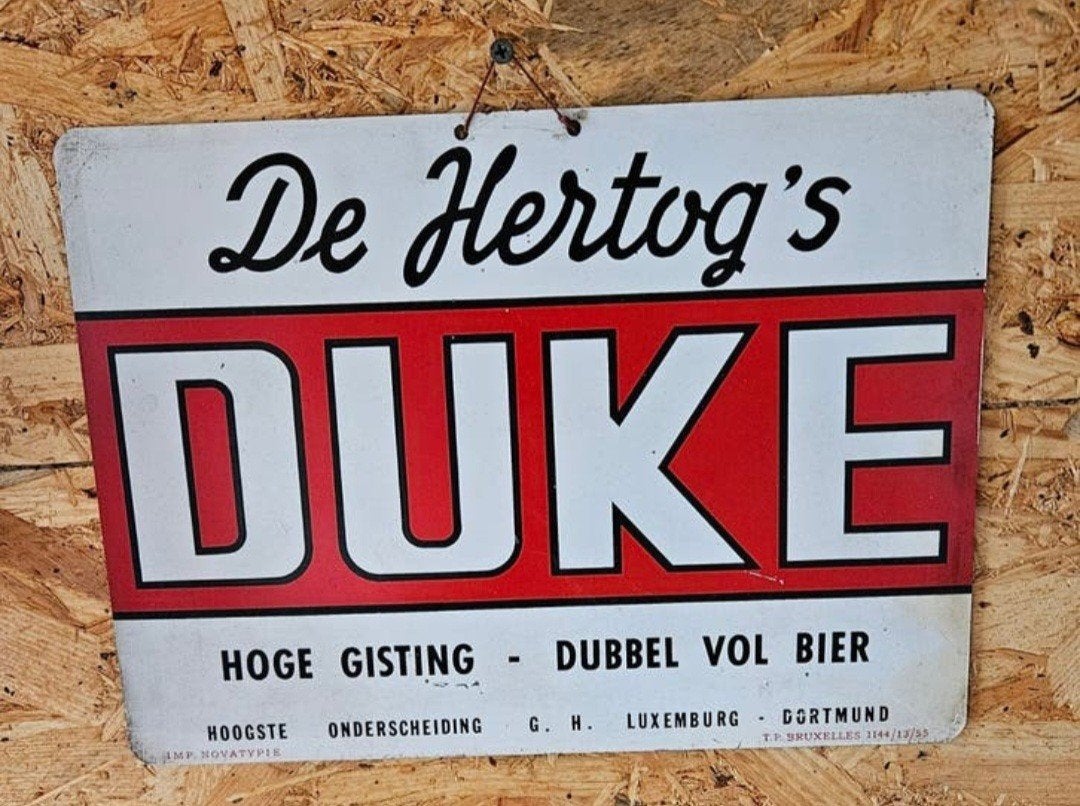 Oud ijzeren bord brouwerij hertog's Deurne 1955, Ophalen