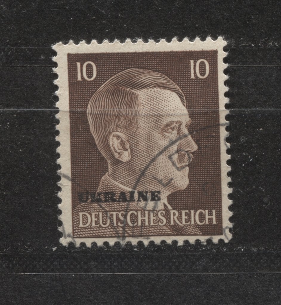Duitse Adolf Hitler gestempelde postzegel (U6)opdruk Ukraine, Verzamelen, Militaria | Tweede Wereldoorlog, Verzenden, Landmacht