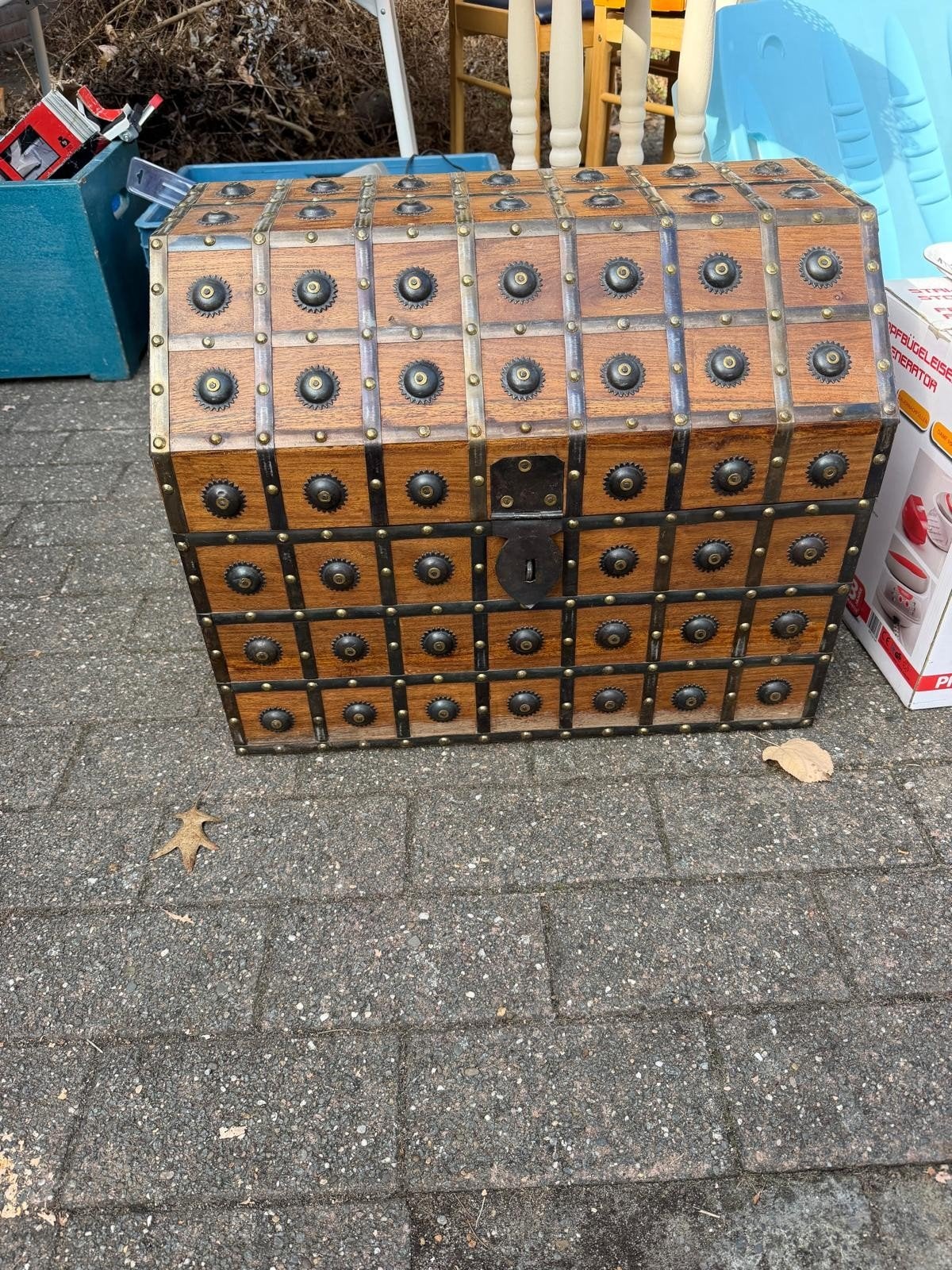 Antieke Houten Schatkist / Piratenkist, Huis en Inrichting, Ophalen