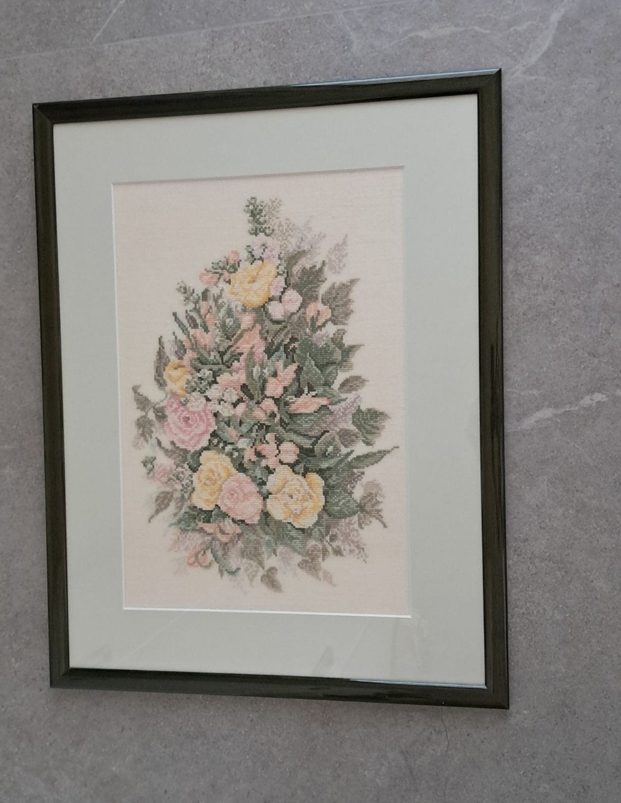 Geborduurd schilderij in lijst, Huis en Inrichting, Woonaccessoires | Schilderijen, Tekeningen en Foto's, Ophalen, Schilderij