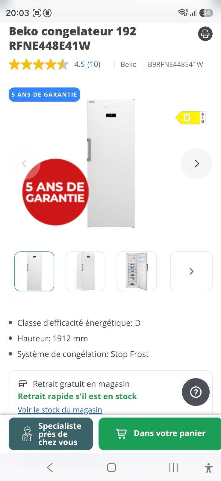 BEKO XXL NO FROST vrijstaande vriezer. Negen., Elektronische apparatuur, Tussenbouw, Nieuw, 160 cm of meer, 60 tot 90 cm