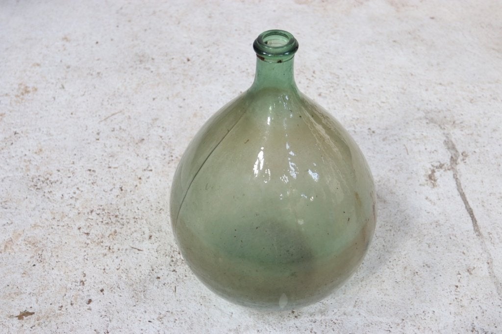 Groene glazen mandfles – dame-jeanne, 40 cm, ca. 1930–1960, Antiquités & Art, Enlèvement