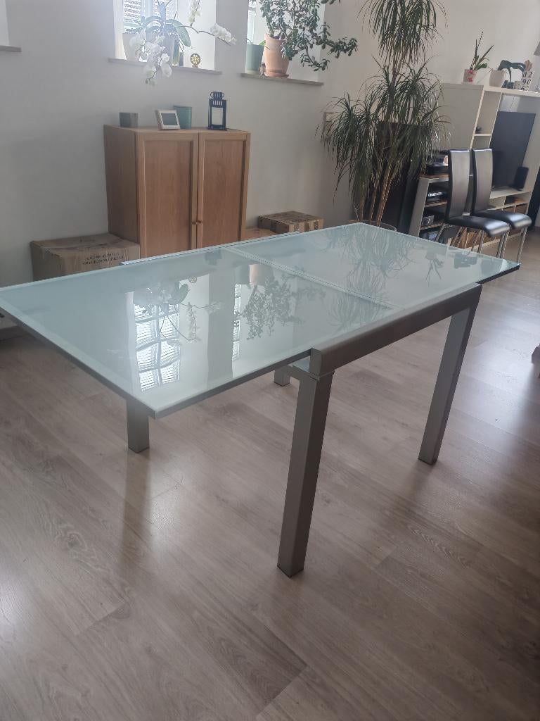 Table, Cinq personnes ou plus, 50 à 100 cm, Carré, Verre