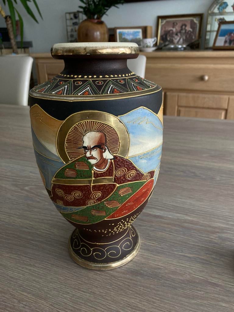 Vintage Satsuma vaas, 25x14 cm, Ophalen of Verzenden
