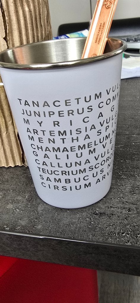 24 metalen bekers met tekst voor gin-tonic, Ophalen of Verzenden, Nieuw