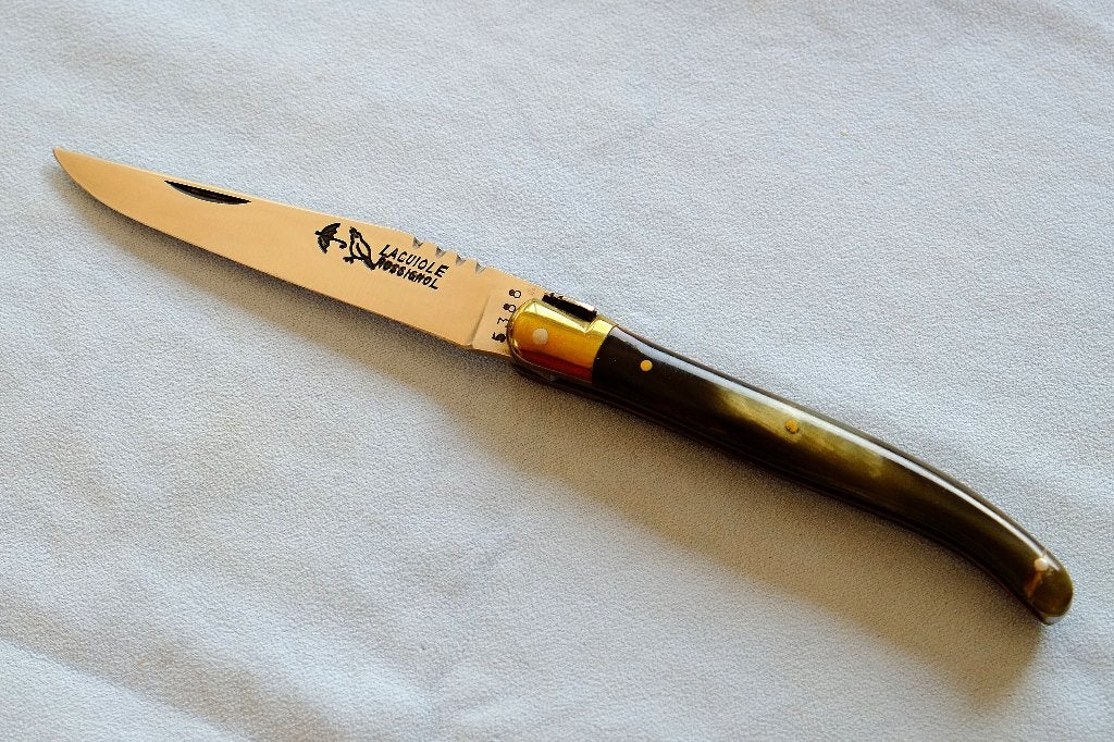 Laguiole Rossignol zakmes, hoorn, TB-conditie, +- 50 jaar, Ophalen of Verzenden, Zo goed als nieuw