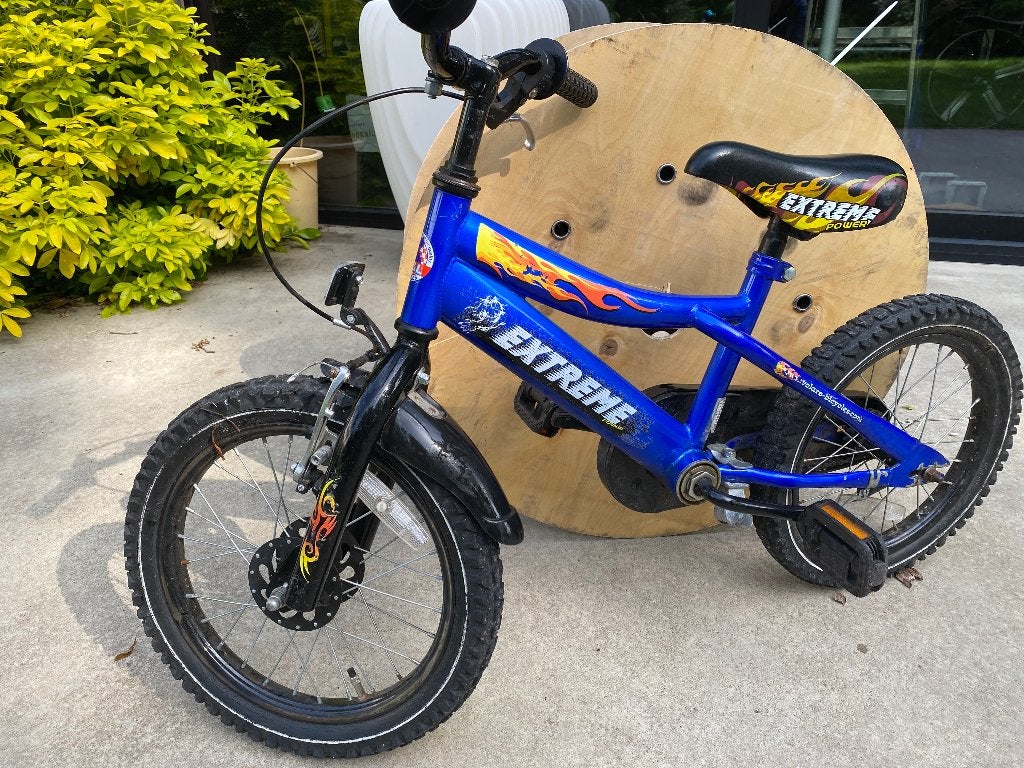 Kinderfiets BMX  blauw 16 inch, Ophalen, Gebruikt, 16 tot 20 inch