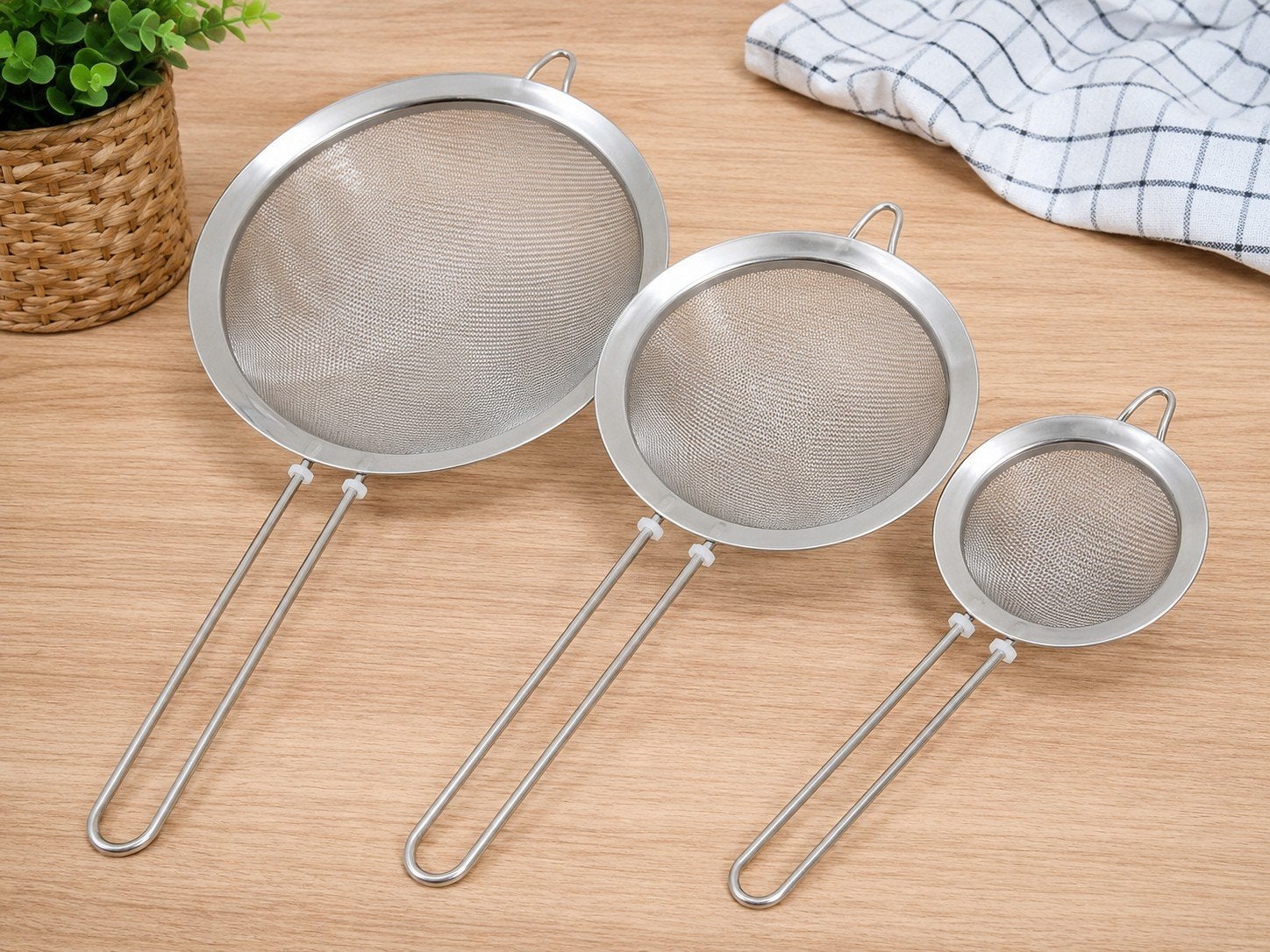 Lot de 3 passoires/tamis de cuisine en inox – Neufs, Enlèvement, Neuf, Inox, Ensemble de casseroles