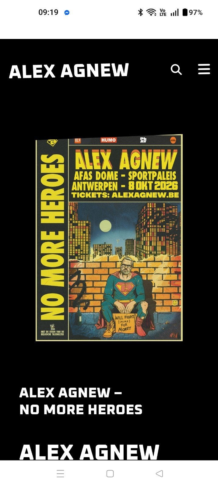 Alex Agnew, Tickets en Kaartjes