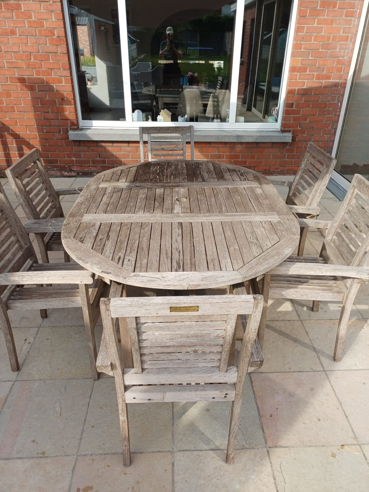 tuinset teak met 6stoelen, Tuin en Terras, Tuinsets en Loungesets, Ophalen, Tuinset