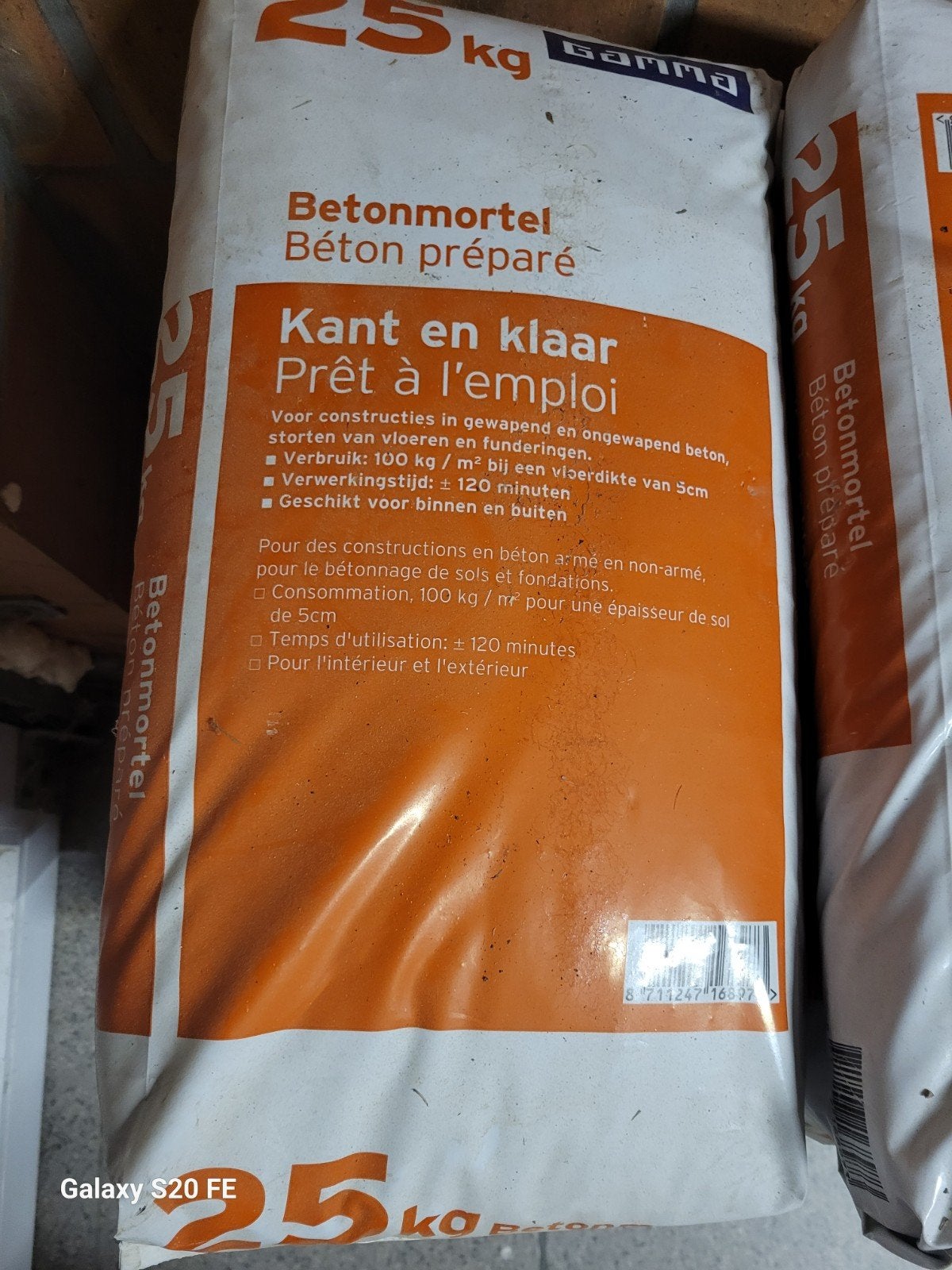 Mortier à béton 25 kg x 14 sacs, Enlèvement