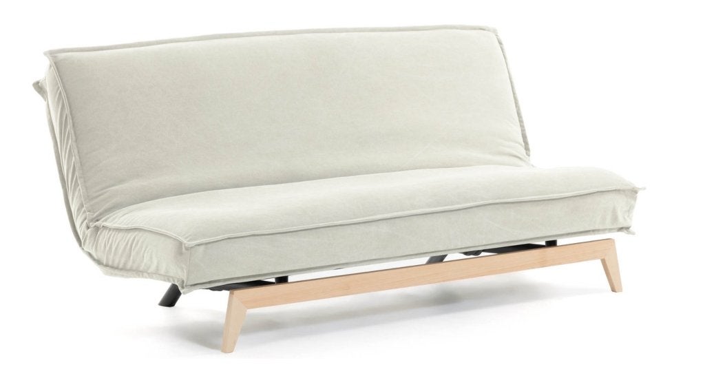 Kave Home - Slaapbank Eveline 195 cm wit houtstructuur, Huis en Inrichting, Ophalen, Gebruikt, Hout, 150 tot 200 cm