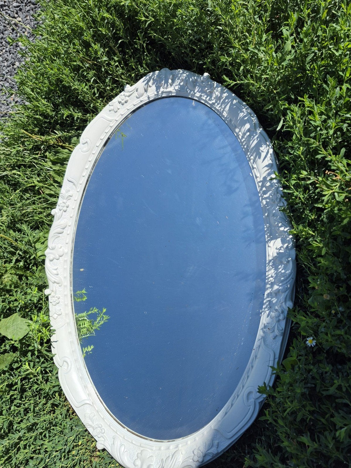 Miroir oval bois peint blanc, Maison & Meubles, Accessoires pour la Maison | Miroirs, Enlèvement