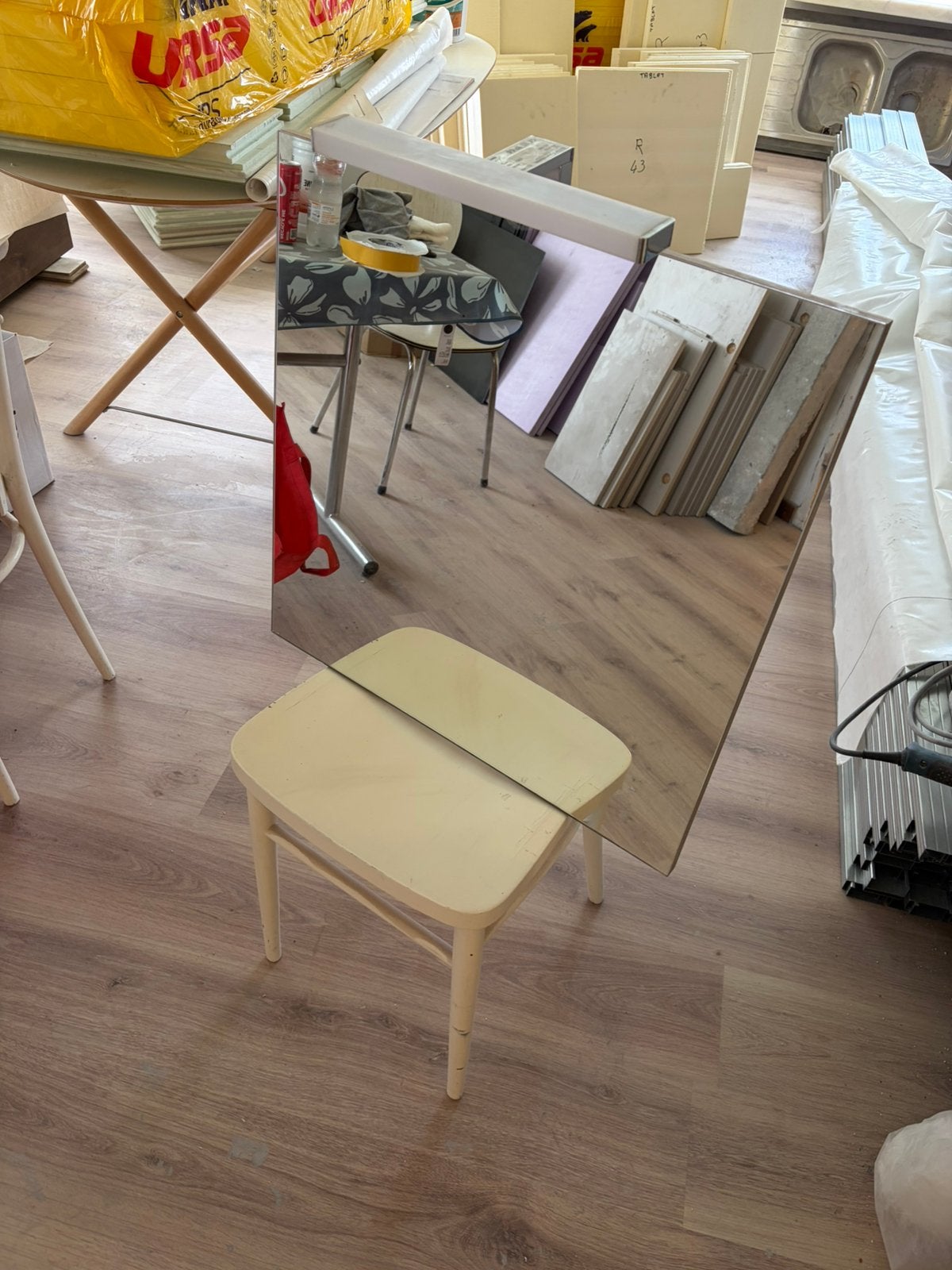Badkamer spiegel met lamp, Ophalen, Gebruikt, Overige typen, 50 tot 100 cm