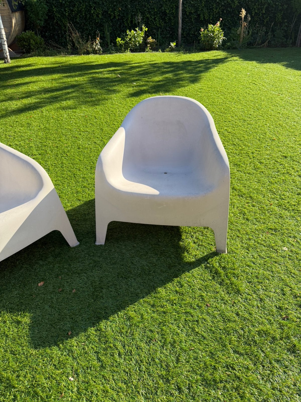Ikea Loungestoel crème kleurig, Tuin en Terras, Tuinstoelen, Ophalen, Gebruikt, Kunststof, Stapelbaar