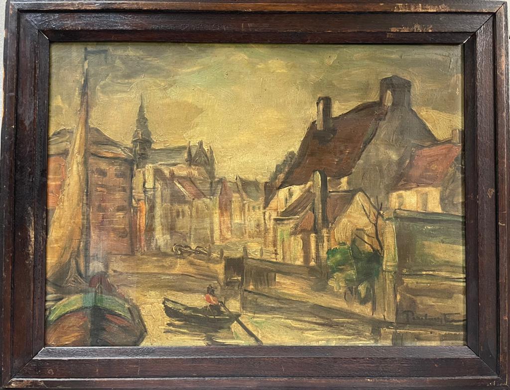 Paysage urbain mélancolique - artiste belge Frans Pereboom, Antiquités & Art, Enlèvement ou Envoi