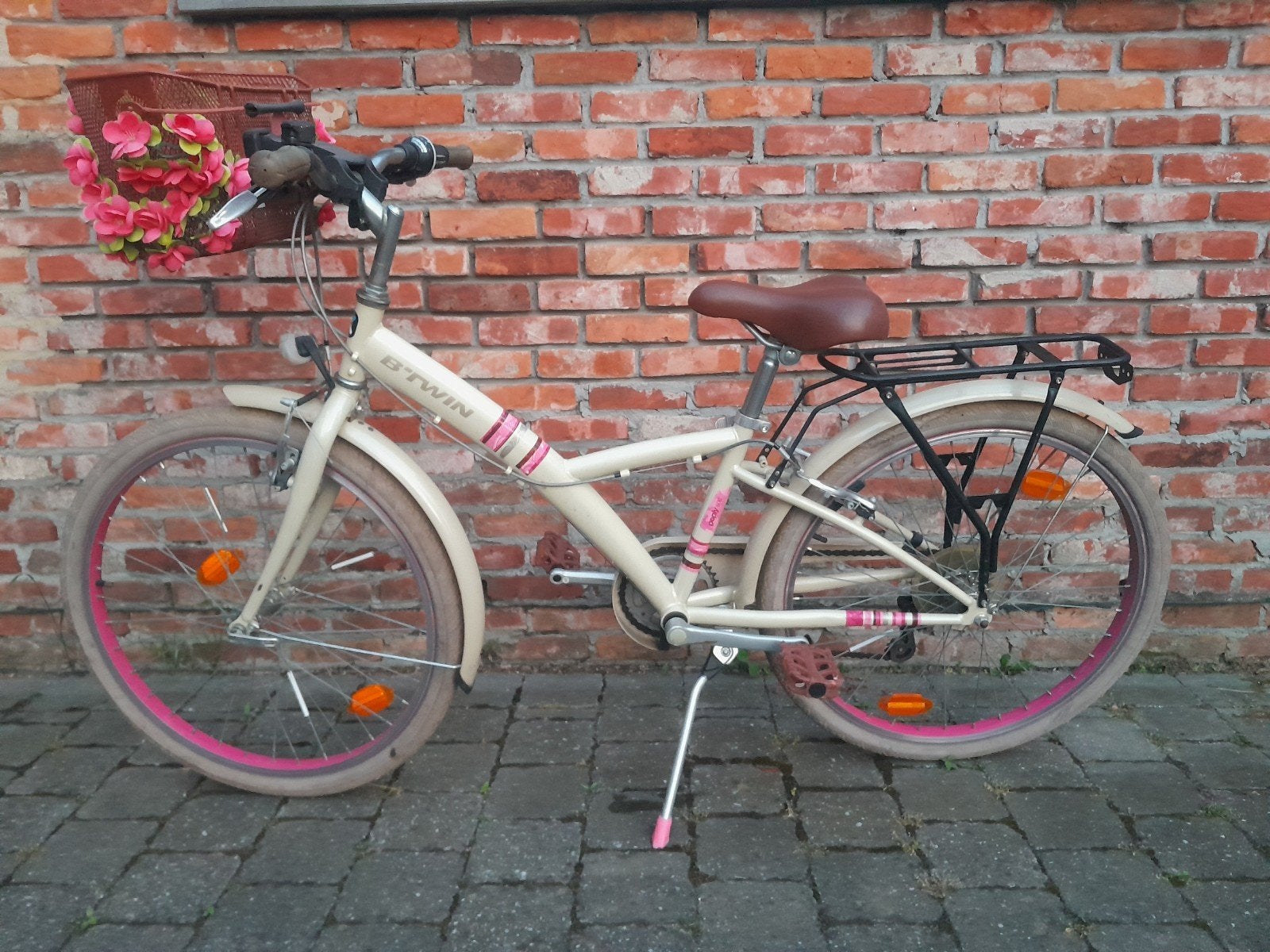 Fiets meisje 24 inch, Fietsen en Brommers, Ophalen, Velgrem, Versnellingen, Btwin Decathlon