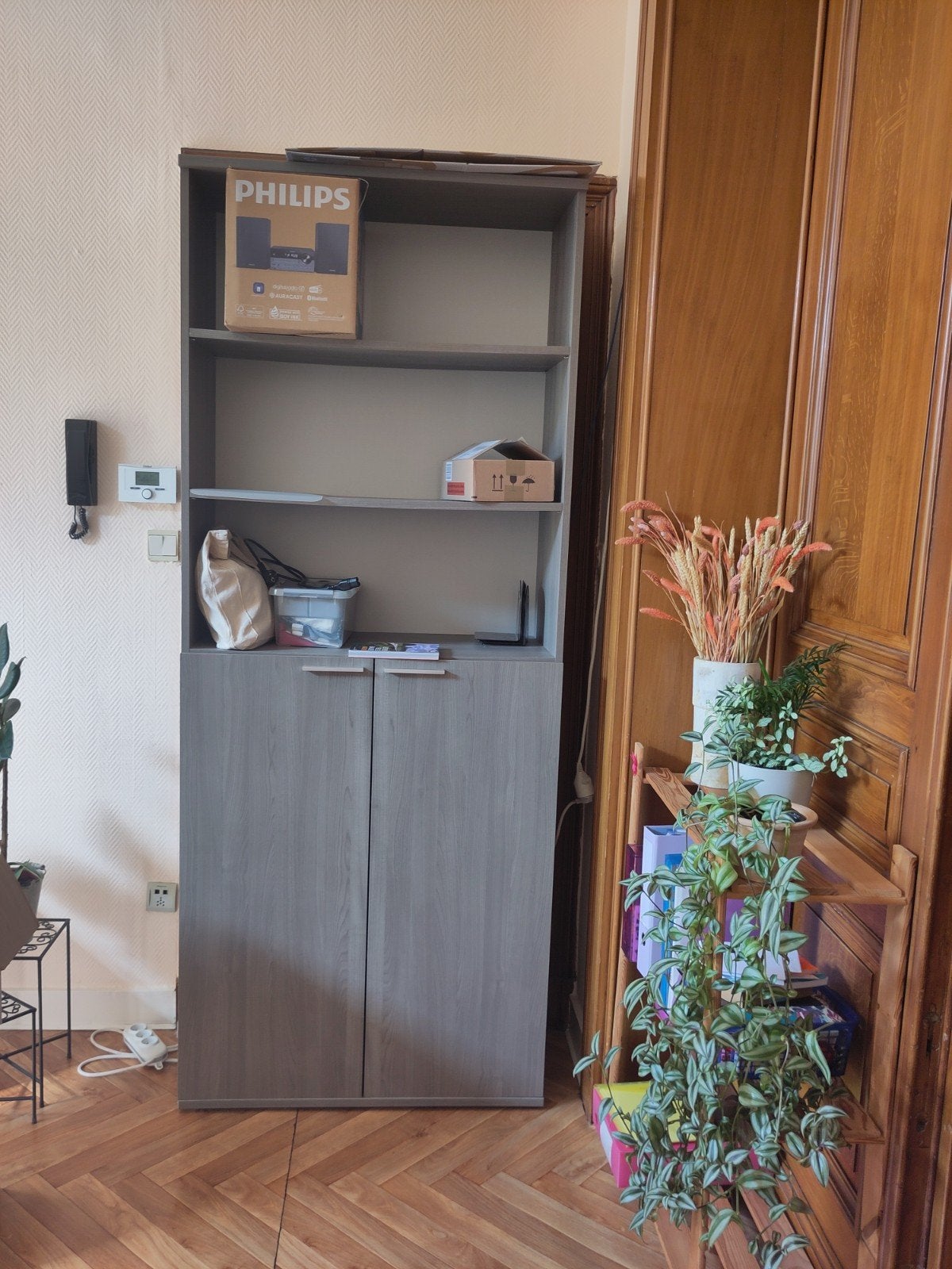 Grande armoire - bibliothèque grise (meubles Belot), Maison & Meubles, Enlèvement