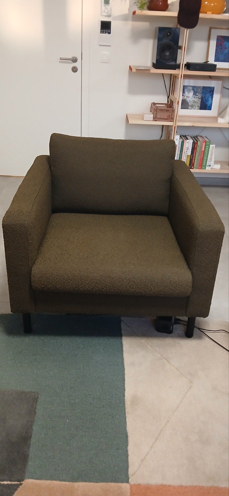 Zuiver - fauteuil bouclé donkergroen, Maison & Meubles, Canapés | Sofas & Chaises Longues, Comme neuf, Une personne, Moins de 150 cm