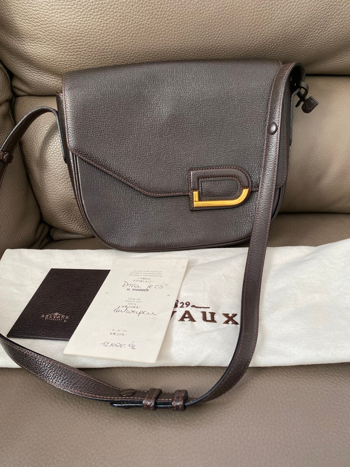 Sac à bandoulière Delvaux Diva marron avec certificat, Enlèvement ou Envoi, Comme neuf