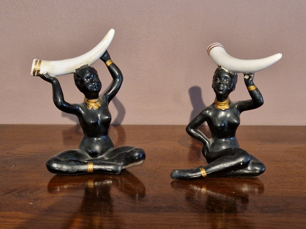 Vintage vrouwelijke naakte porselein beeldjes , jaren 50, Antiquités & Art, Antiquités | Porcelaine, Enlèvement ou Envoi
