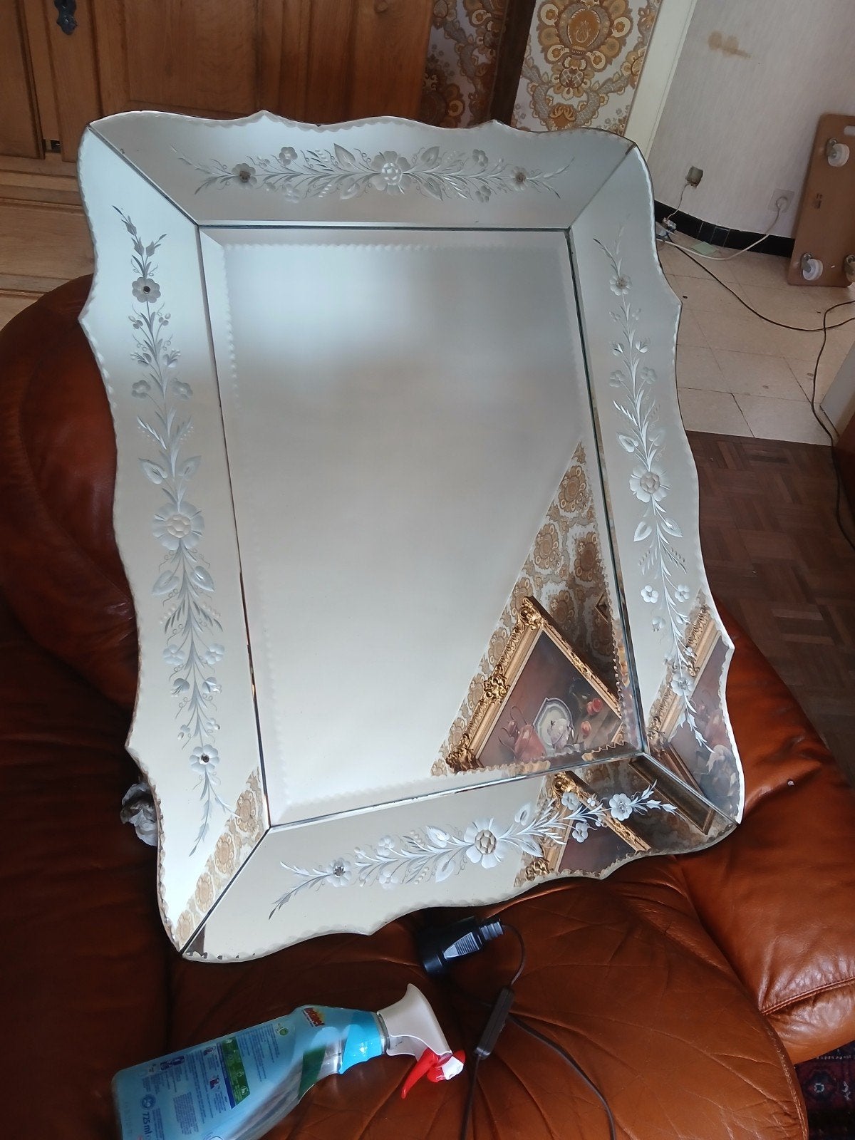 Superbe grand miroir décoratif vintage / baroque, Antiquités & Art, Antiquités | Miroirs, Rectangulaire, Enlèvement ou Envoi