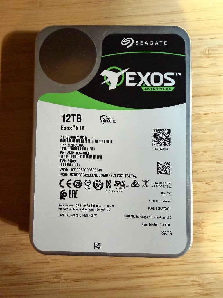 12TB Seagate EXOS Enterprise HDD, Ophalen, Intern, Gebruikt, 12 TB