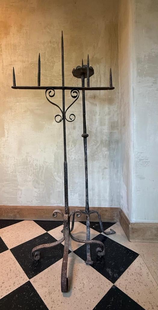 Handgesmede kandelaars uit de 19e eeuw, Antiek en Kunst, Ophalen of Verzenden, Koper of Brons