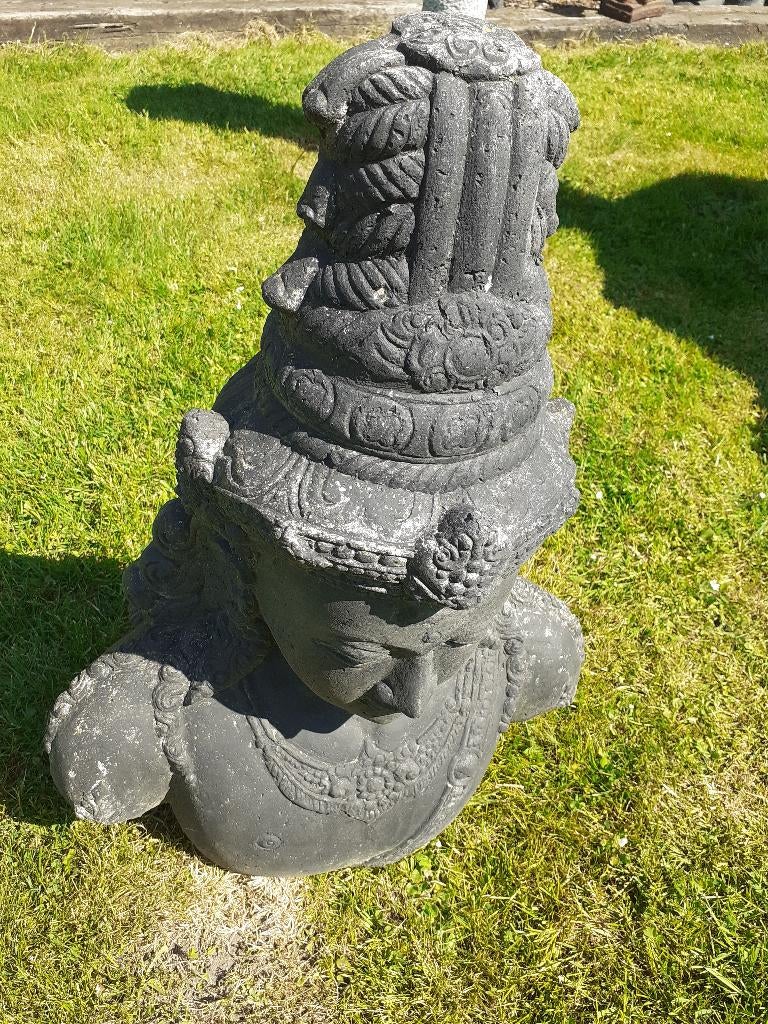 SOLDE SHIVA-BUSTE IN GEPATINEERDE STEEN (hoogte 60 cm), Tuin en Terras, Tuinbeelden, Ophalen, Zo goed als nieuw, Overige materialen