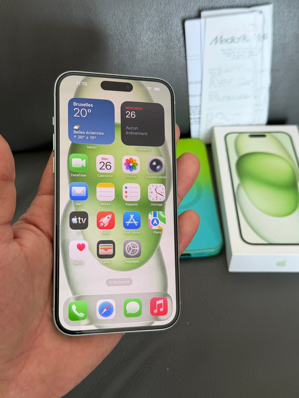 iPhone 15 Plus version 256Gb vert état comme neuf, vd/éch, 256 GB, Comme neuf, 81 %, Sans abonnement