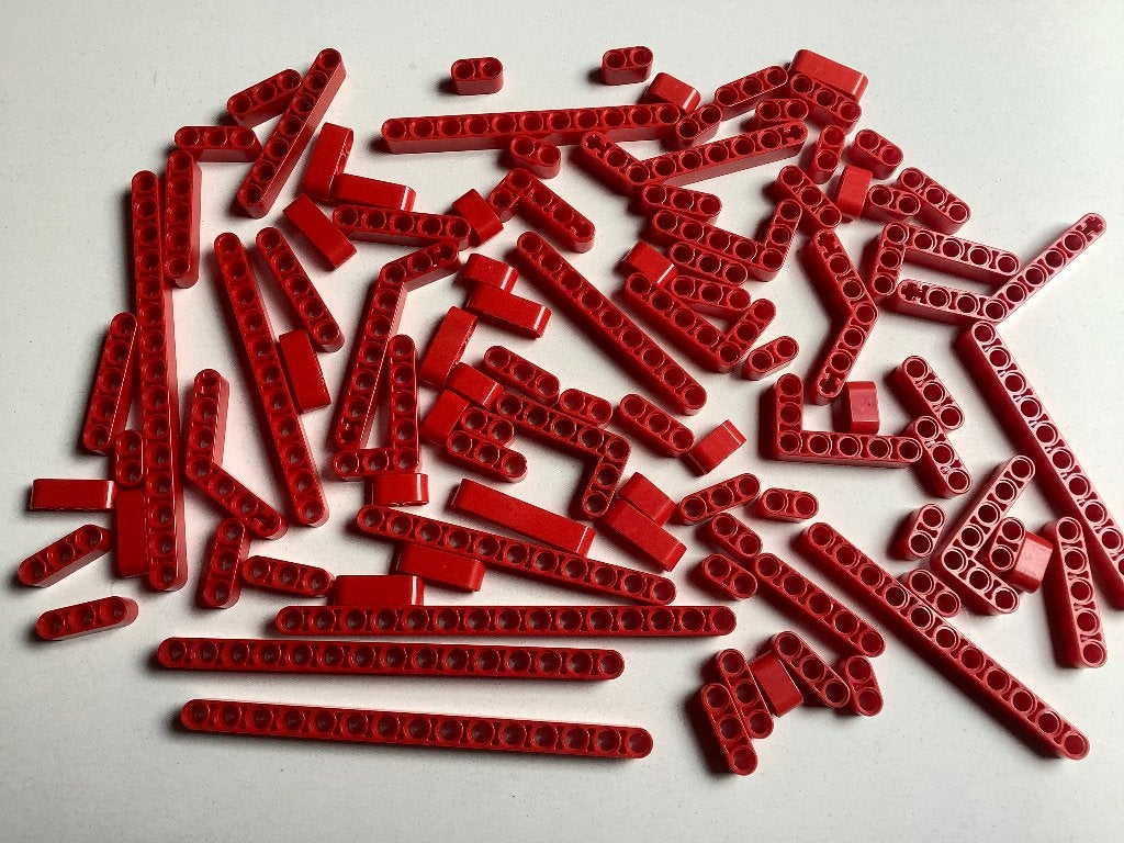 Lego Technic liftarms rood 100 stuks / 205-8, Lego, Ophalen of Verzenden, Zo goed als nieuw, Technic