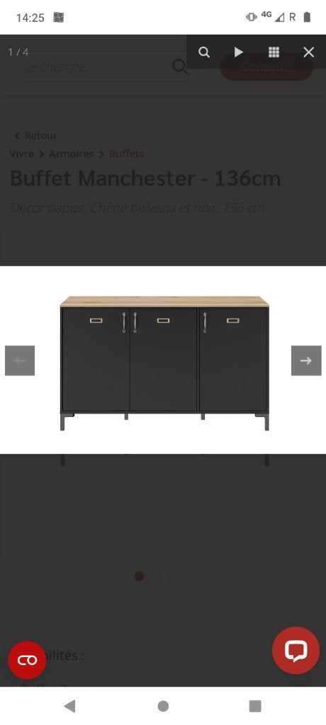 Zwart dressoir en nieuw hout, Huis en Inrichting, Kasten | Dressoirs, Ophalen, Met deur(en), 100 tot 150 cm, Nieuw