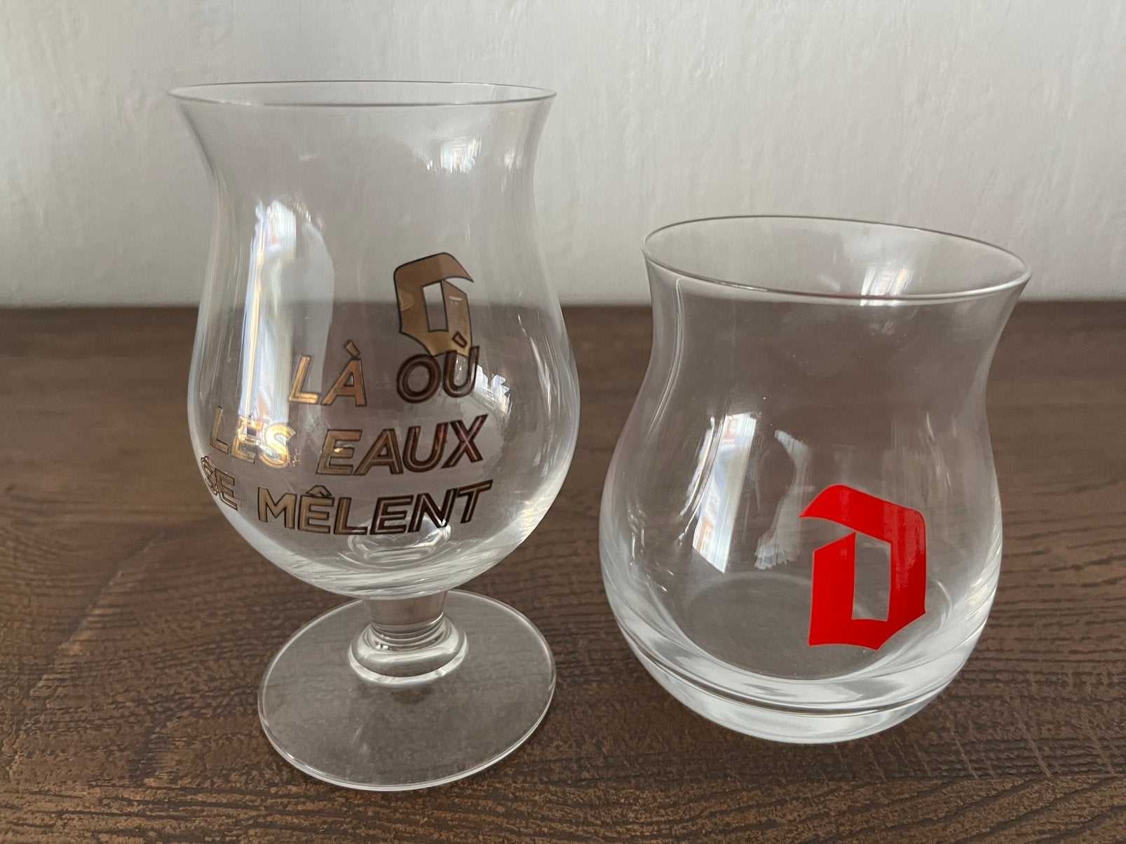 2Duvelglazen “La ou les eaux se melent” + whisky glas, Ophalen, Nieuw, Glas of Glazen, Duvel