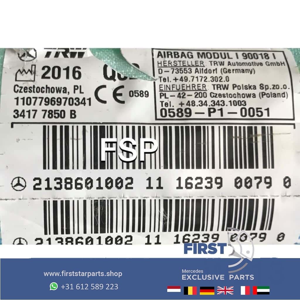 W213 DAKAIRBAG LINKS Mercedes E Klasse LINKER HEMEL AIRBAG O, Utilisé, -, -, Enlèvement ou Envoi