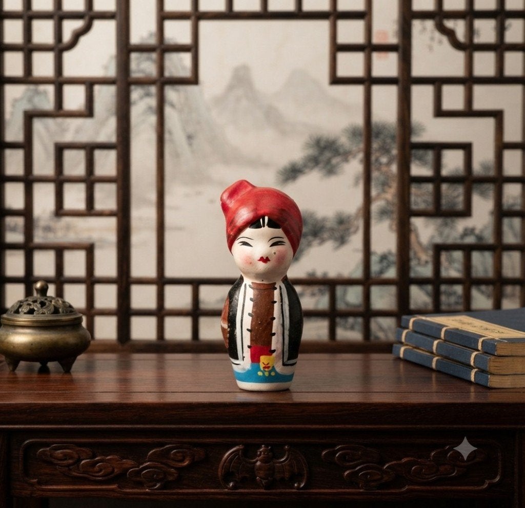 Poupée chinoise vintage en argile, Antiquités & Art, Envoi