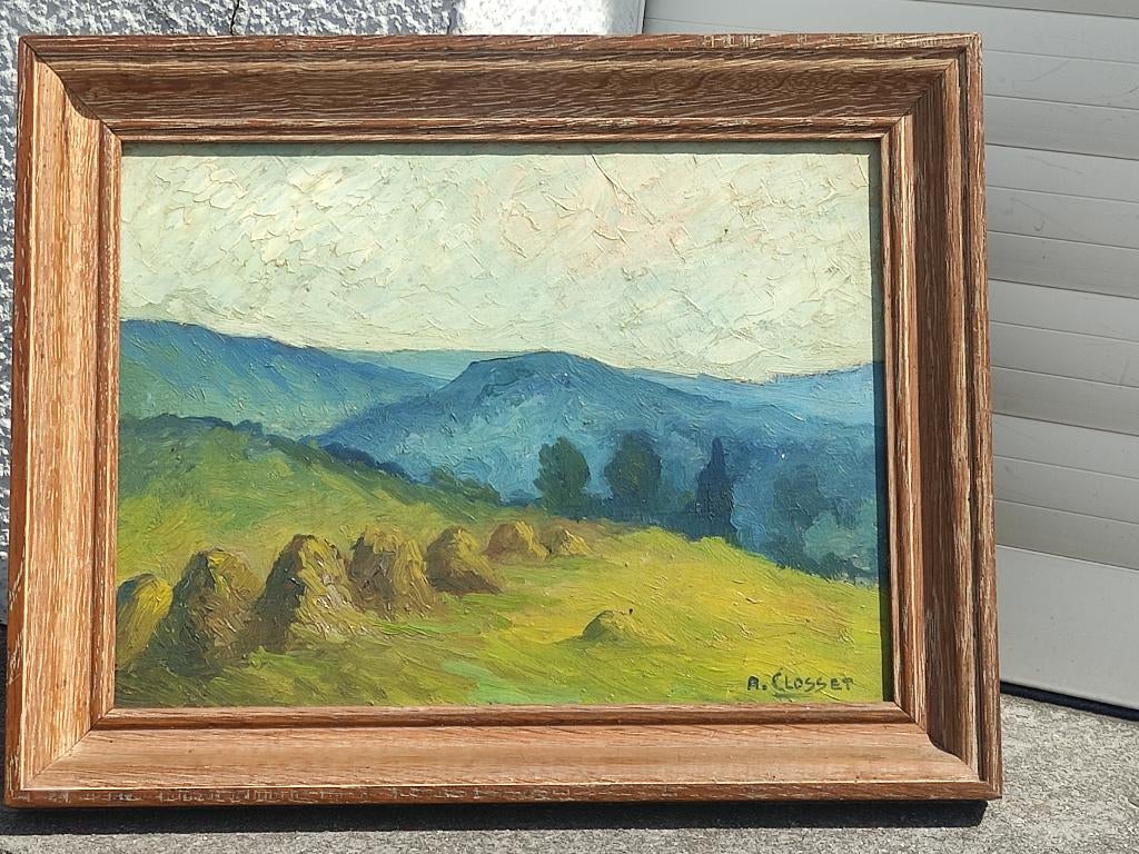 huile sur panneau paysage ardenais signe robert closset, Antiquités & Art, Enlèvement ou Envoi
