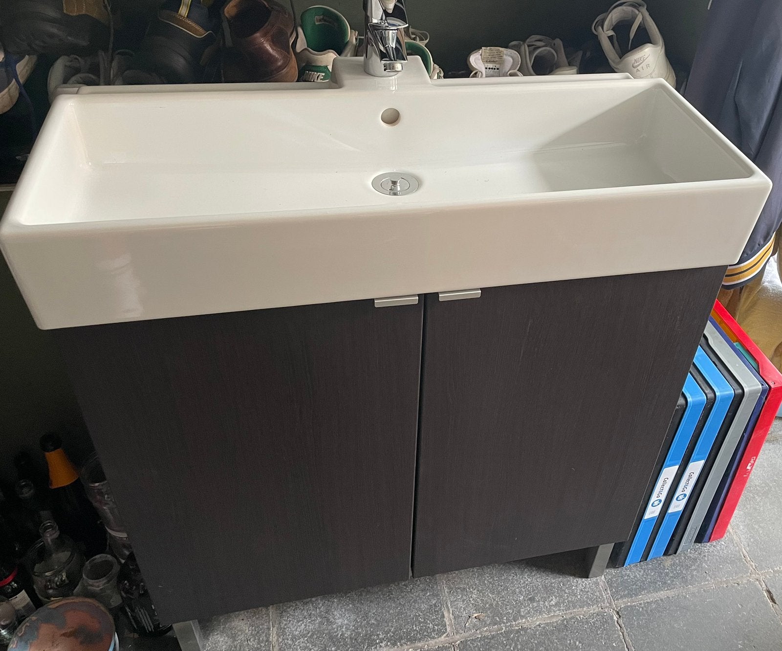 Badkamermeubel kastjes lavabo met Grohe kraantje, Ophalen, 50 tot 100 cm, Zo goed als nieuw, Minder dan 100 cm